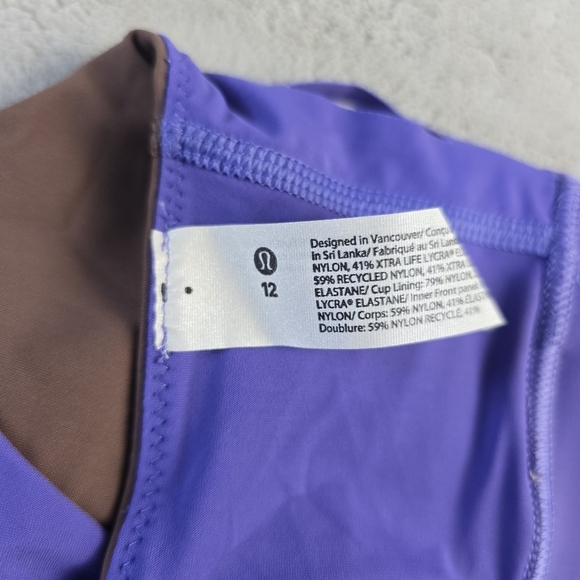 Lululemon Wunder Train Long Line Bra Purple Charged Indigo Support Sz 12 - Picture 4 of 7
